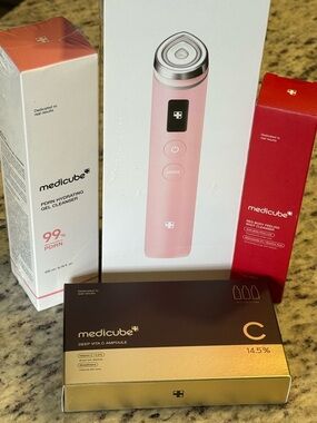 Medicube Pink Booster Pro Skin Device & 3 Skincare items.  NEW!!!